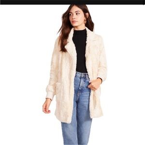 BB Dakota Next Door Faux Fur Jacket In Oatmeal Cream White